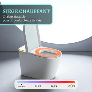 Sera Omega Toilette intelligente avec bidet, monobloc avec chasse à jet automatique, abattant auto-ouvrant/fermant, lavage à l’eau chaude, sécheur à air chaud, siège chauffant – Blanc