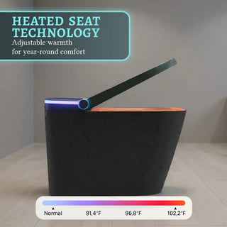 Sera Omega Toilette intelligente avec bidet, monobloc avec chasse à jet automatique, abattant auto-ouvrant/fermant, lavage à l’eau chaude, sécheur à air chaud, siège chauffant – Noir