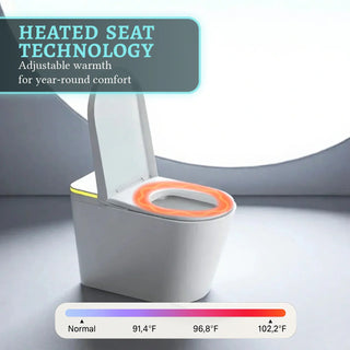 Sera Omega Toilette intelligente avec bidet, monobloc avec chasse à jet automatique, abattant auto-ouvrant/fermant, lavage à l’eau chaude, sécheur à air chaud, siège chauffant – Blanc