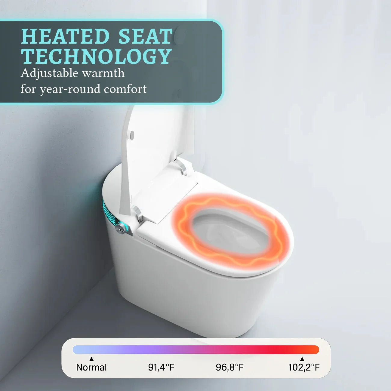 SERA Witty Toilette-bidet intelligente, toilette monopièce avec chasse automatique à jet, couvercle à ouverture/fermeture automatique, lavage à l’eau tiède, séchage à air chaud, siège chauffant – Affichage blanc