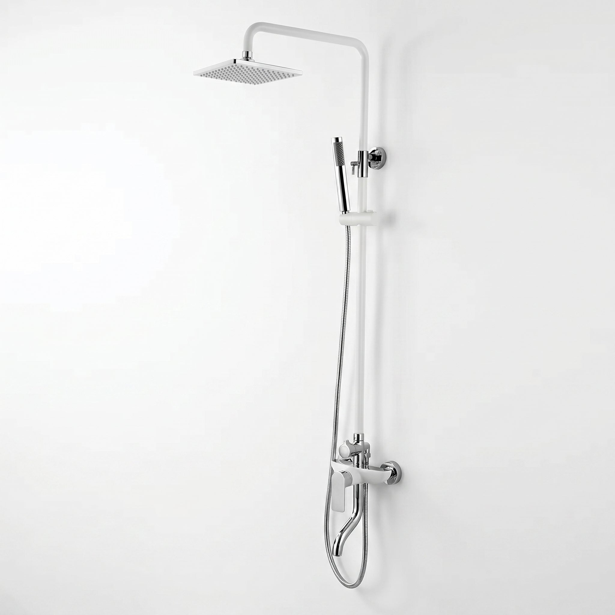 Colonne de Douche Thermostatique Iceberg Blanc et Chrome avec Pomme de Pluie