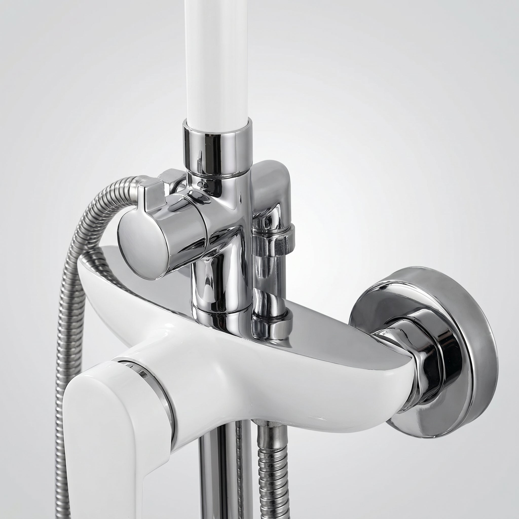 Colonne de Douche Thermostatique Iceberg Blanc et Chrome avec Pomme de Pluie