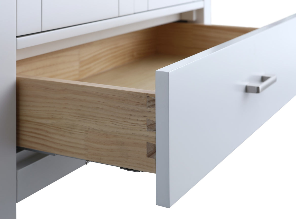 30" White Freestanding Single Sink Bathroom Vanity with Engineered White Marble Countertop