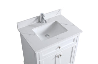 30" White Freestanding Single Sink Bathroom Vanity with Engineered Calcutta Marble Countertop - Golden Elite Deco