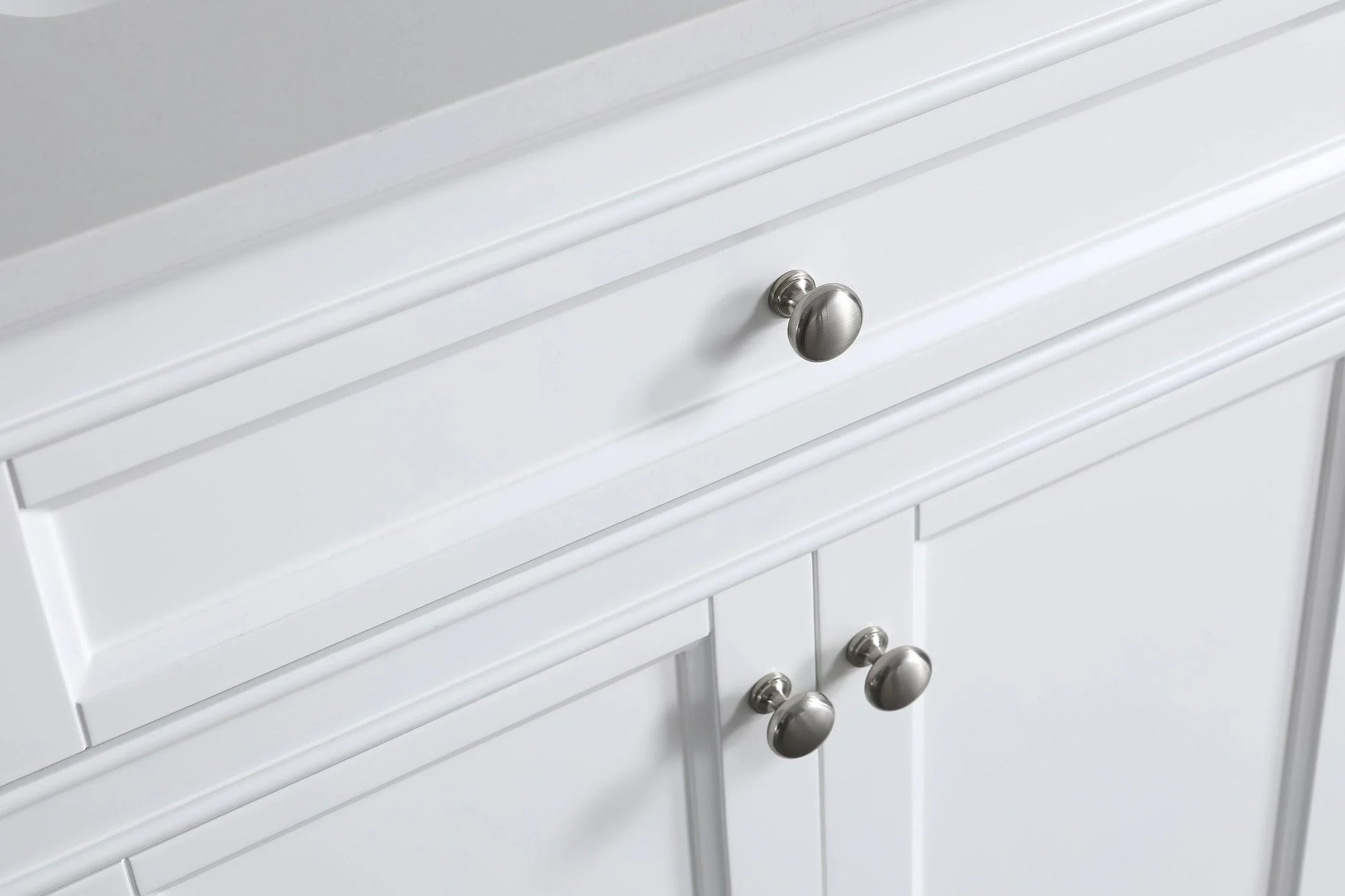 24" White Freestanding Single Sink Bathroom Vanity with Engineered Calcutta Marble Countertop - Golden Elite Deco