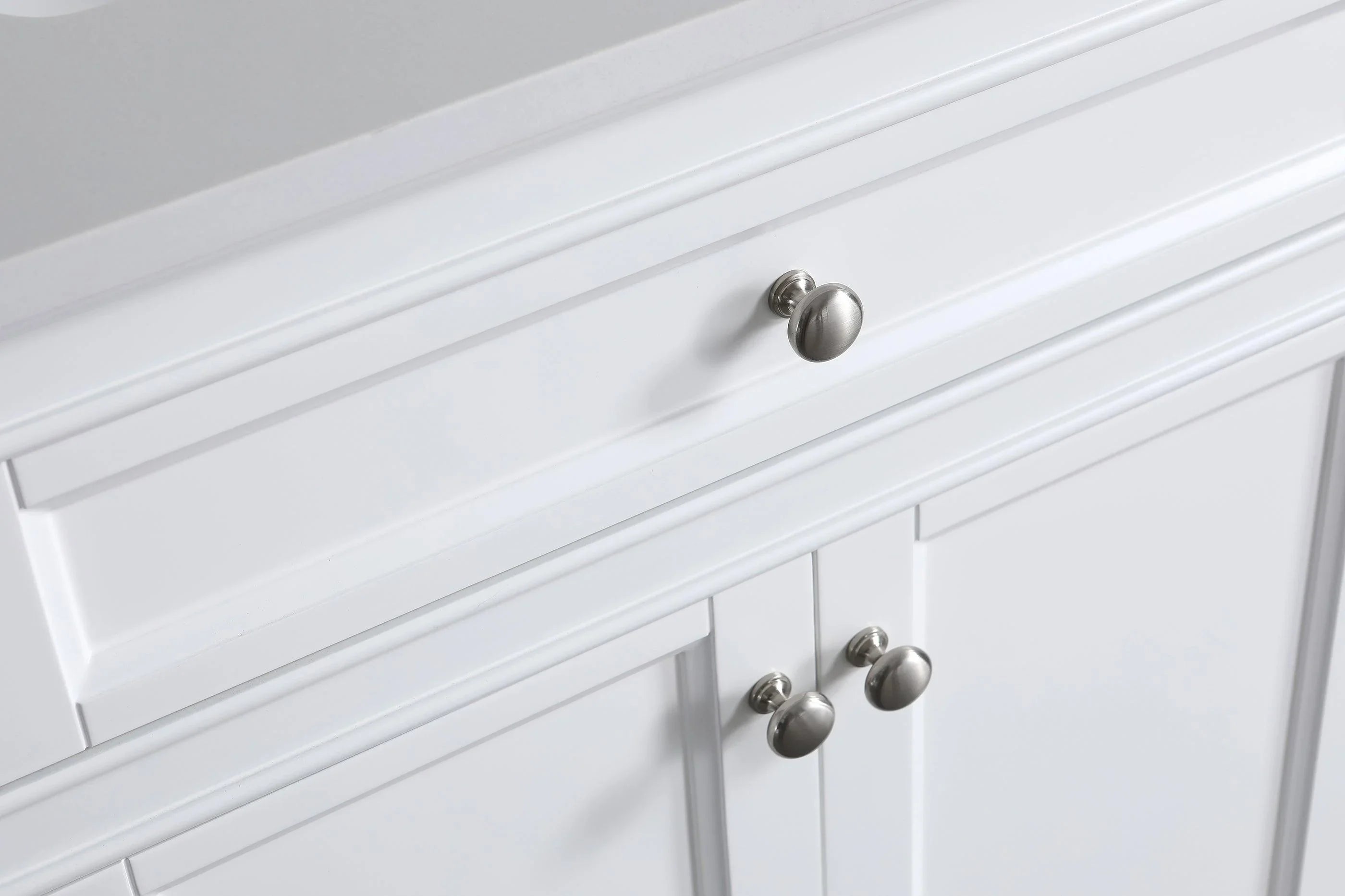 24" White Freestanding Single Sink Bathroom Vanity with Engineered Calcutta Marble Countertop - Golden Elite Deco