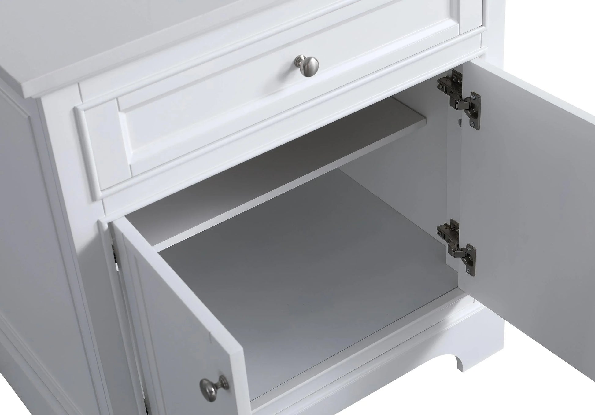 24" White Freestanding Single Sink Bathroom Vanity with Engineered Calcutta Marble Countertop - Golden Elite Deco