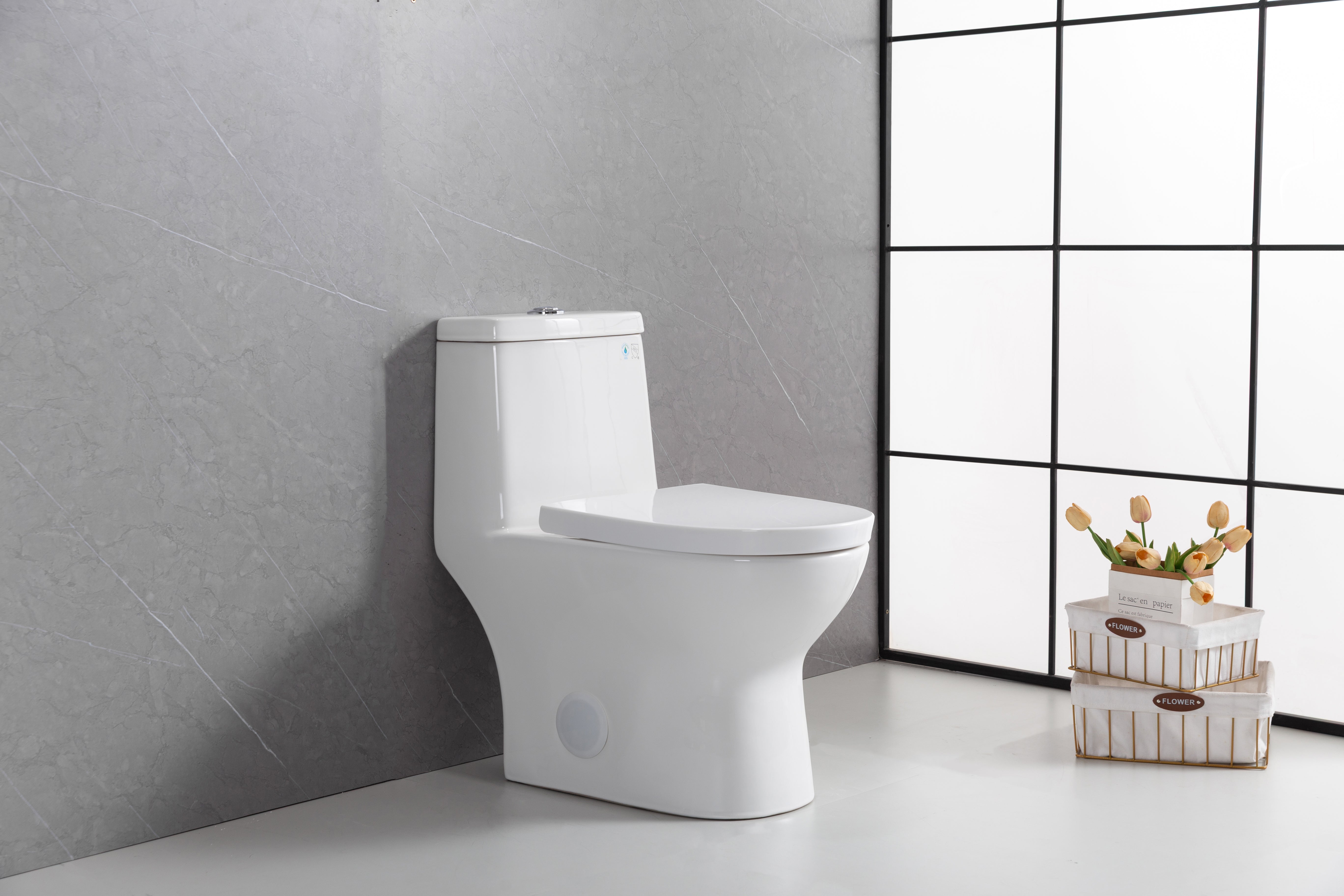 Toilette Monobloc Marbella Blanche à Double Chasse
