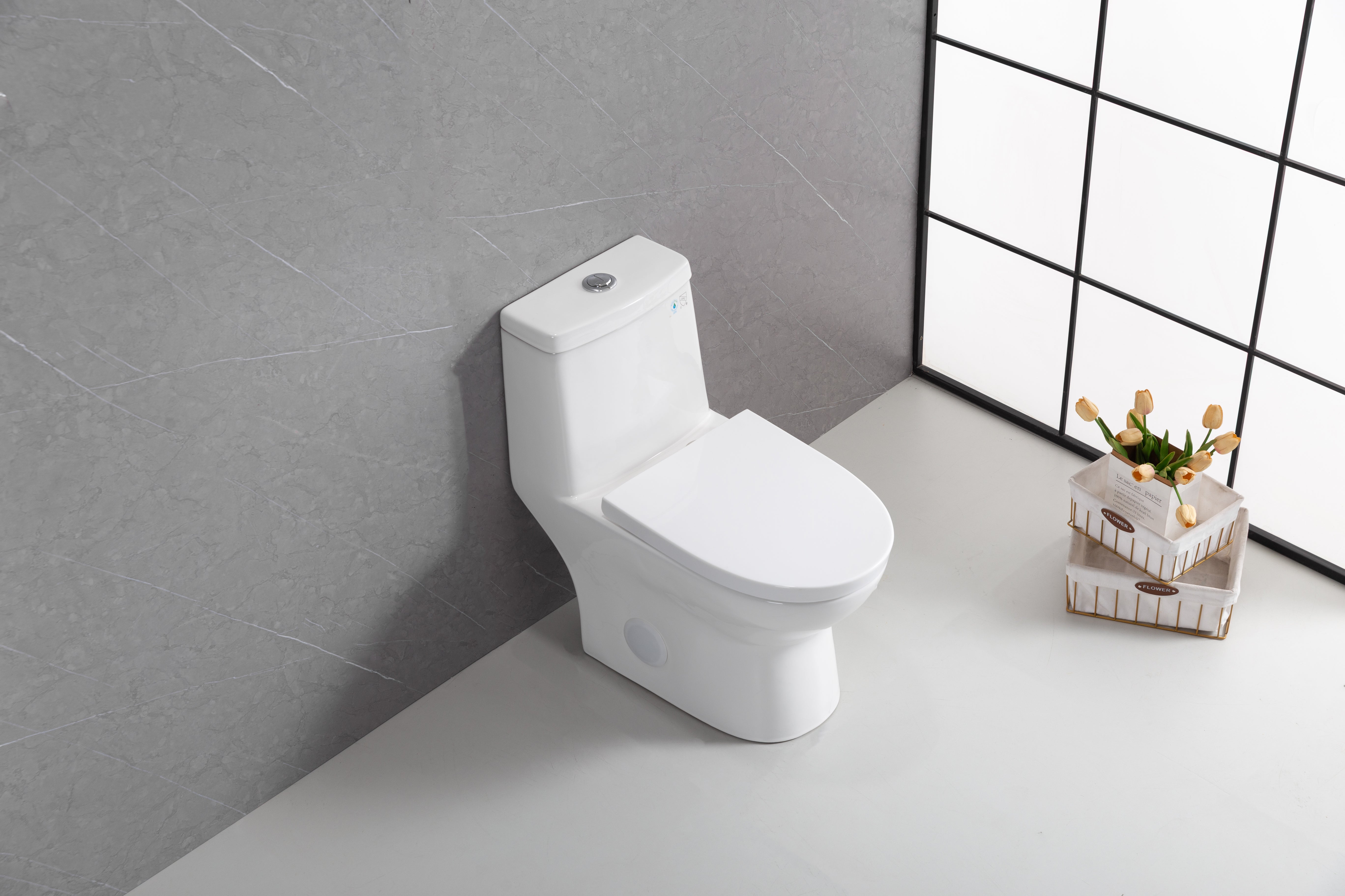 Toilette Monobloc Marbella Blanche à Double Chasse