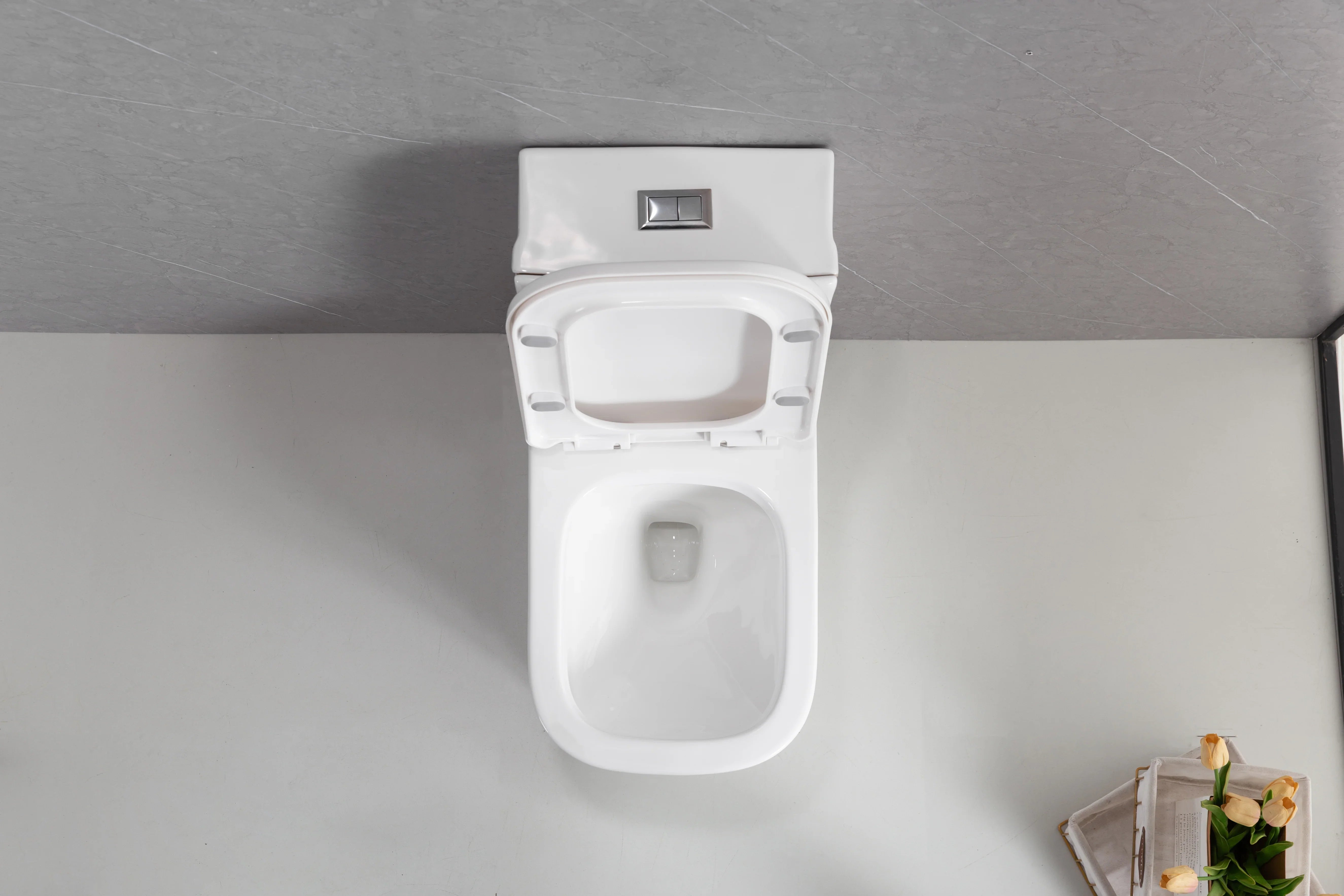 Merida One-Piece Toilet in White – Dual Flush Elongated Square Bowl