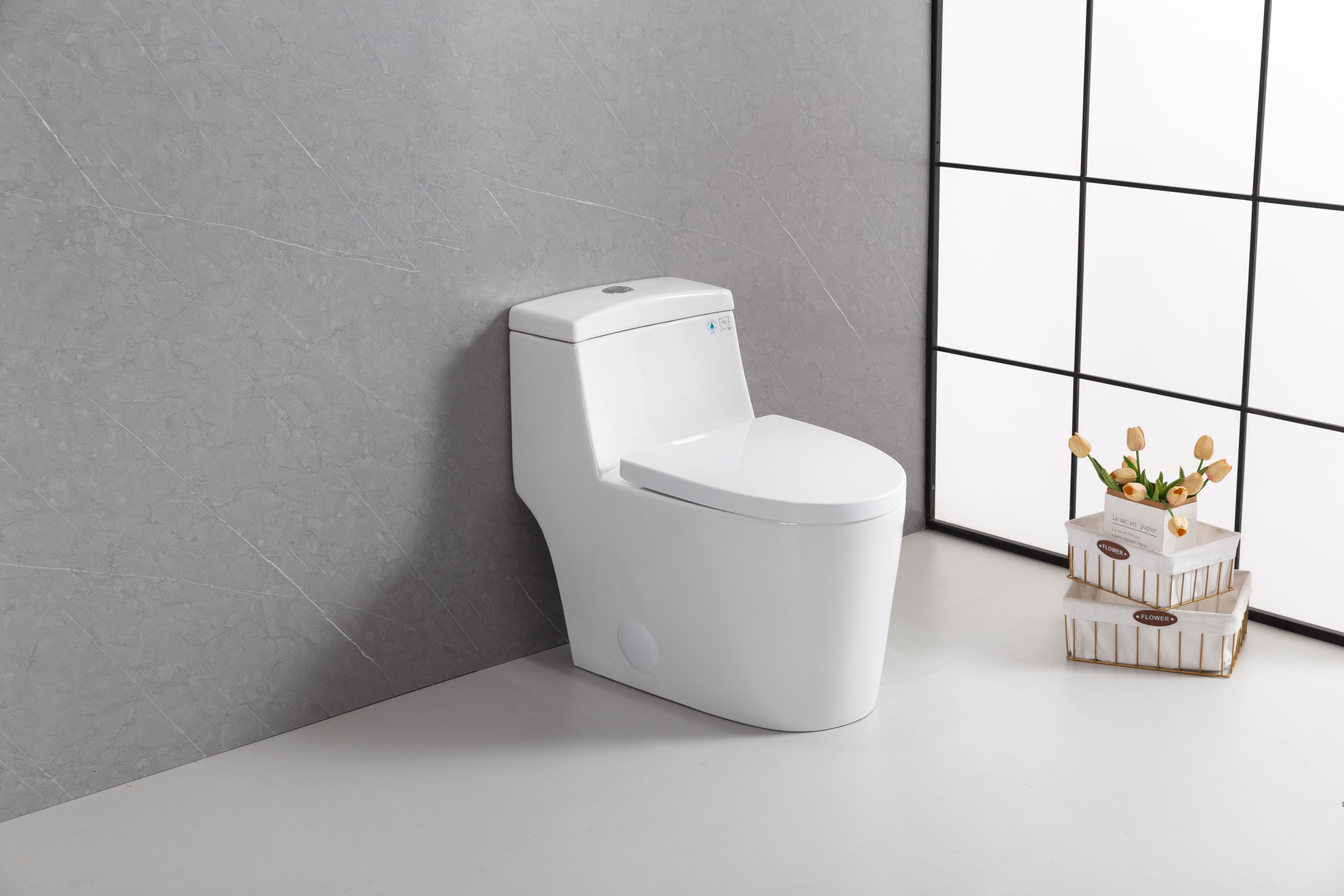 Toilette Monobloc Blanche Vitoria avec Double Chasse d'Eau