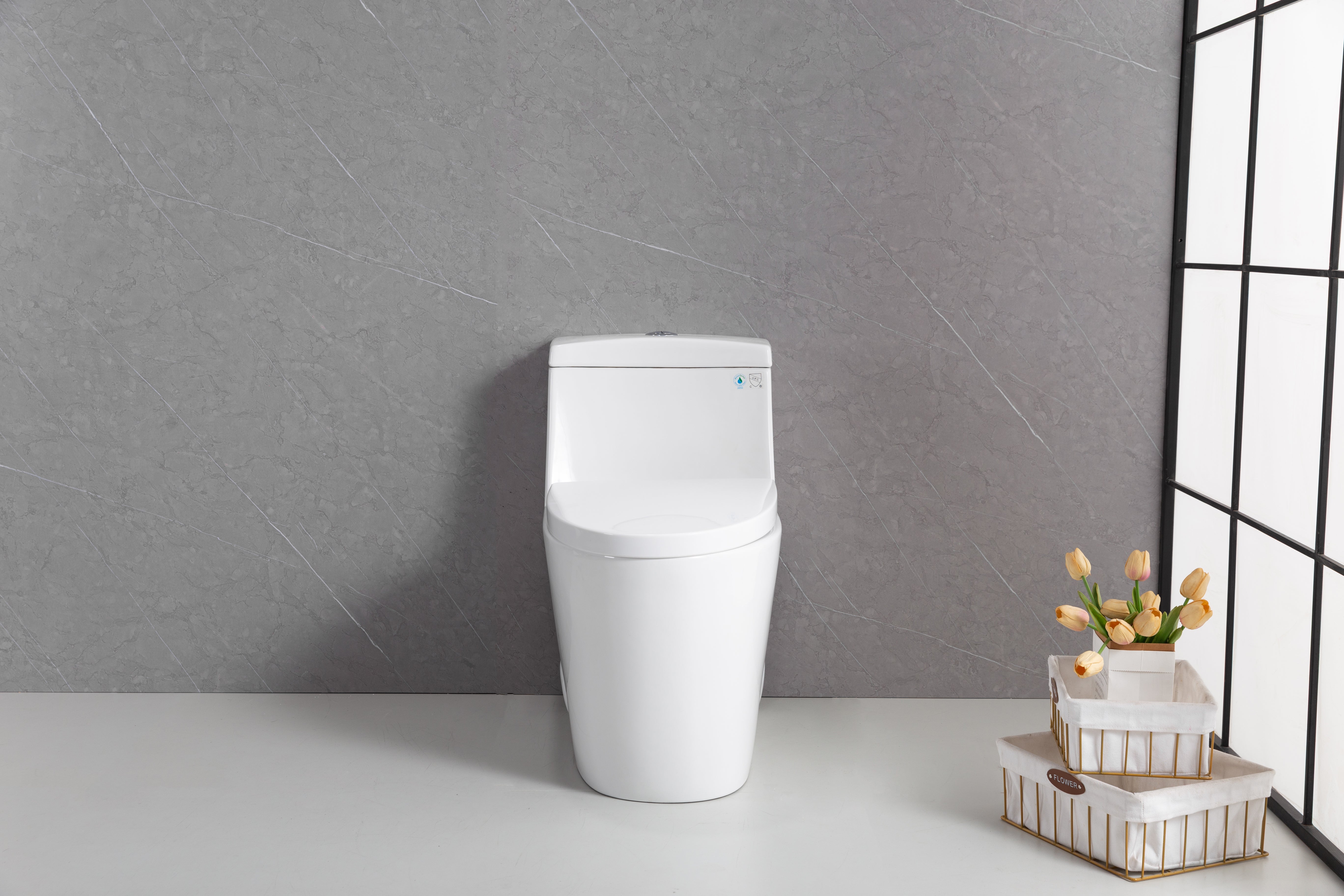 Toilette Monobloc Blanche Vitoria avec Double Chasse d'Eau