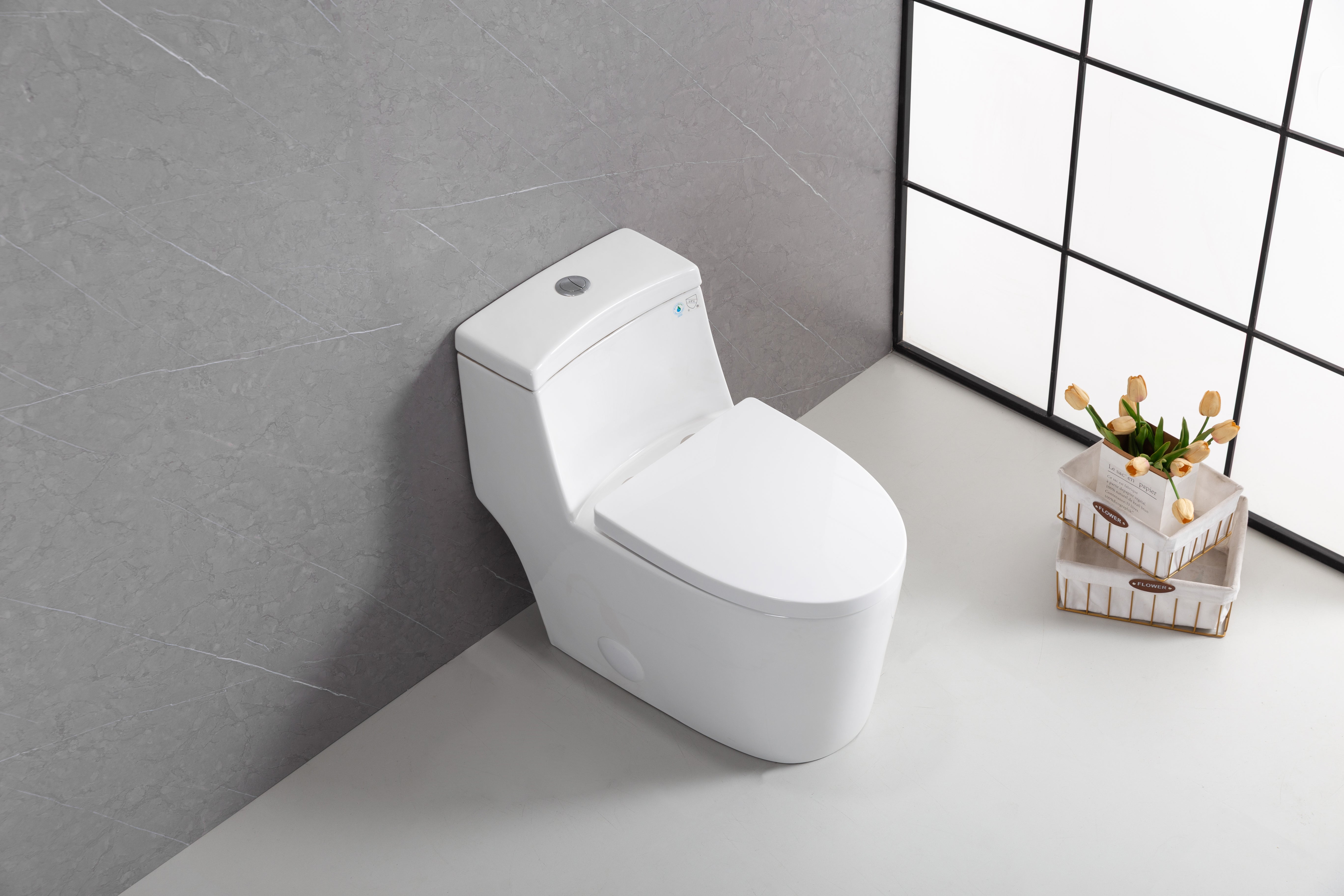 Toilette Monobloc Blanche Vitoria avec Double Chasse d'Eau