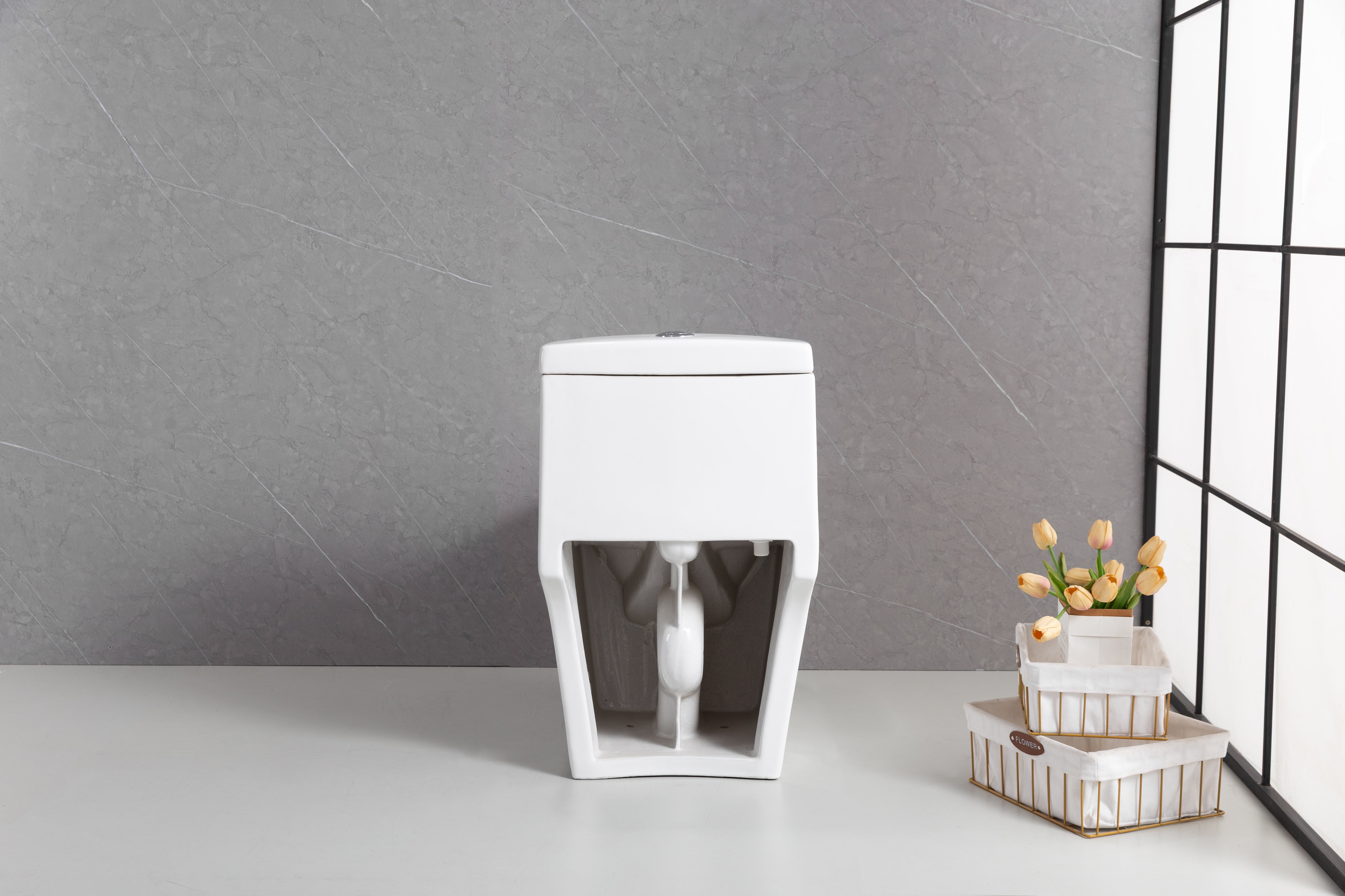 Toilette Monobloc Blanche Vitoria avec Double Chasse d'Eau