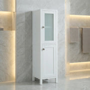 Armoire à linge de salle de bain autoportante - Collection Bilbao blanche