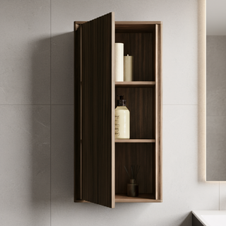 Meuble d'appoint Andorra en noyer, 1 porte avec étagères - Rangement de salle de bain