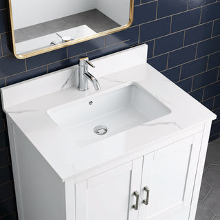 Meuble-Lavabo Autoportant 30po Blanc avec Comptoir de Polymarbre Ingénierie Calcutta