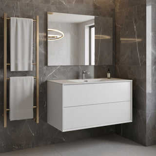 Meuble-lavabo mural blanc 36" avec Comptoir en polymarbre blanc