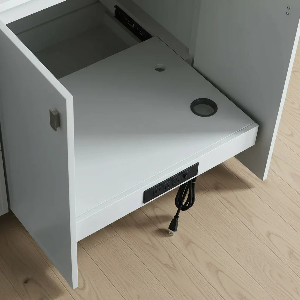 Meuble-Lavabo Autoportant 42po Gris Hampton avec Comptoir de Marbre Ingénierie Calcutta