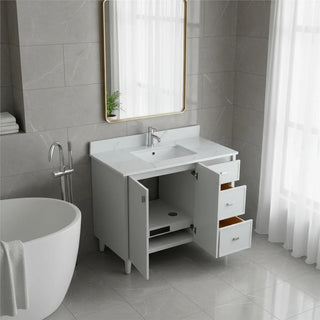 Meuble-Lavabo Autoportant 42po Gris Hampton avec Comptoir de Marbre Ingénierie Calcutta