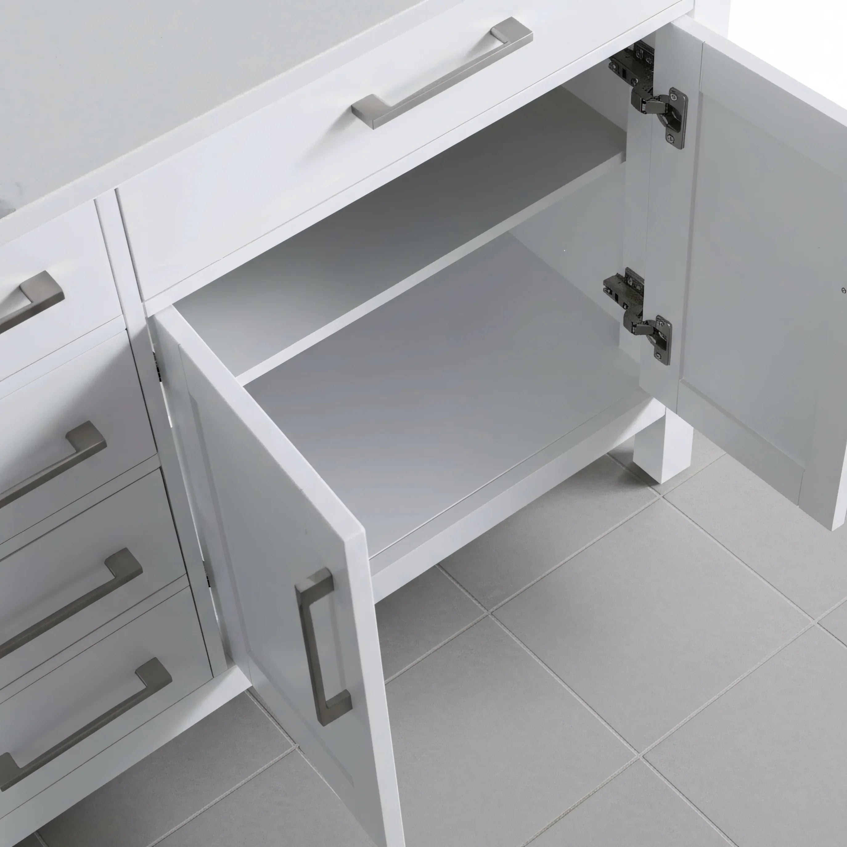 Meuble-Lavabo Autoportant 36po Blanc avec Comptoir de Marbre Ingénierie Calcutta