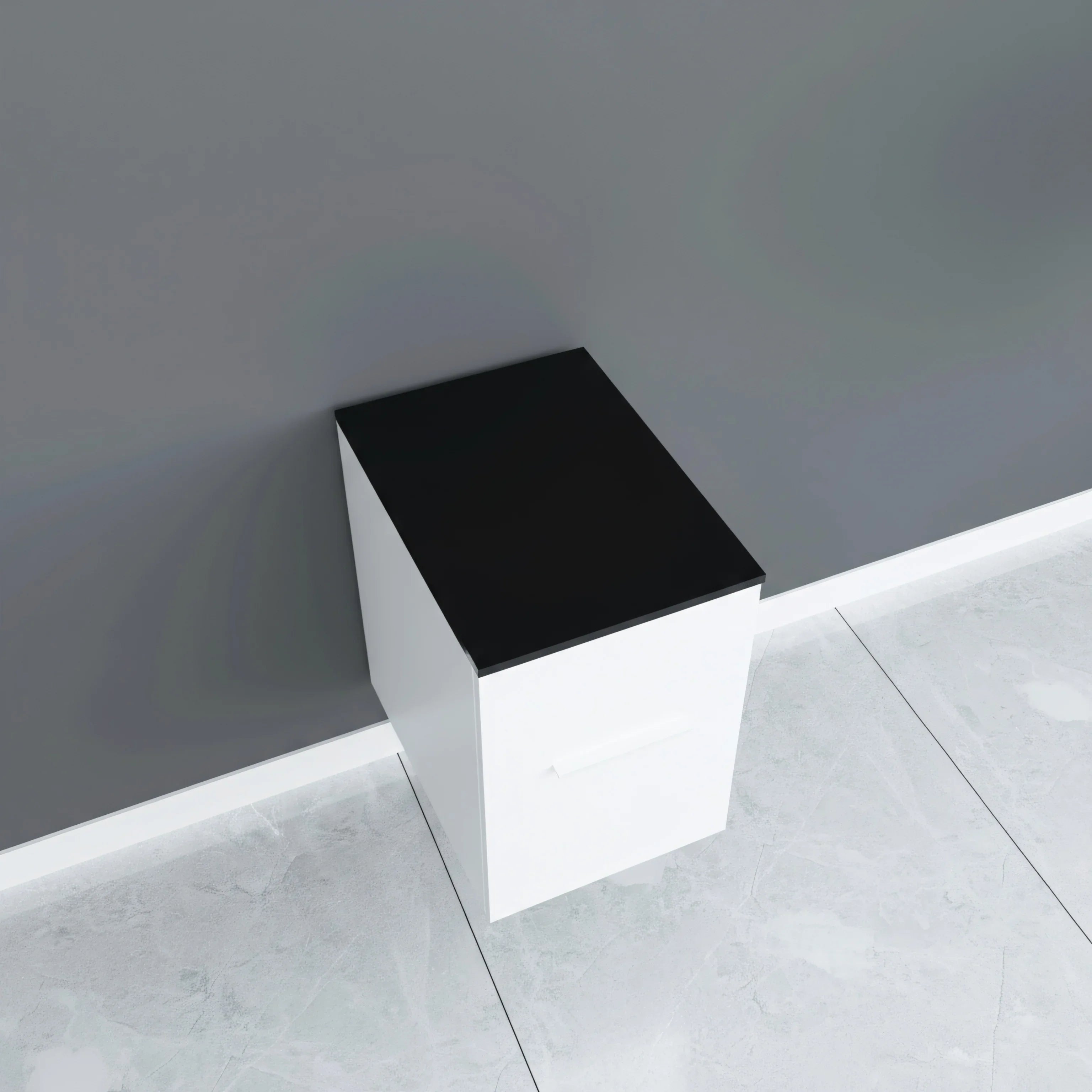 Armoire Centrale Murale Blanche Mate de 12 po avec Comptoir en Verre Trempé Noir