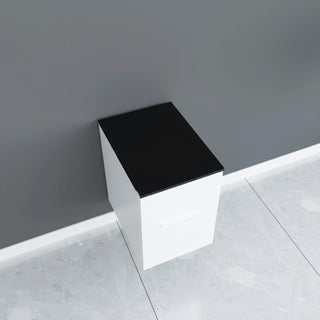 Armoire Centrale Murale Blanche Mate de 12 po avec Comptoir en Verre Trempé Noir