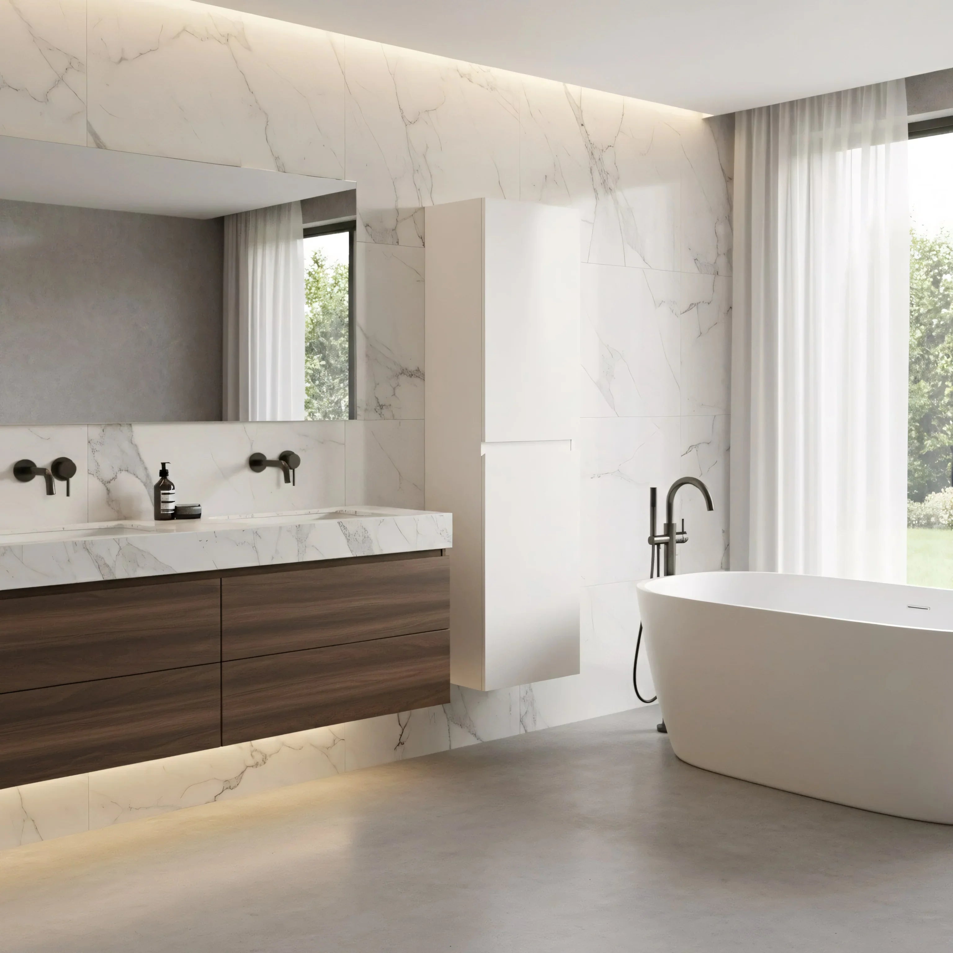 Bathroom Wall Hung Linen Cabinet - White High Gloss Capri