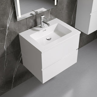 Meuble-Lavabo Mural 24po Blanc avec Comptoir de Polymarbre Blanc