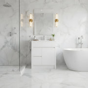 Meuble-Lavabo Autoportant 30po Blanc Mat avec Comptoir de Céramique Blanc