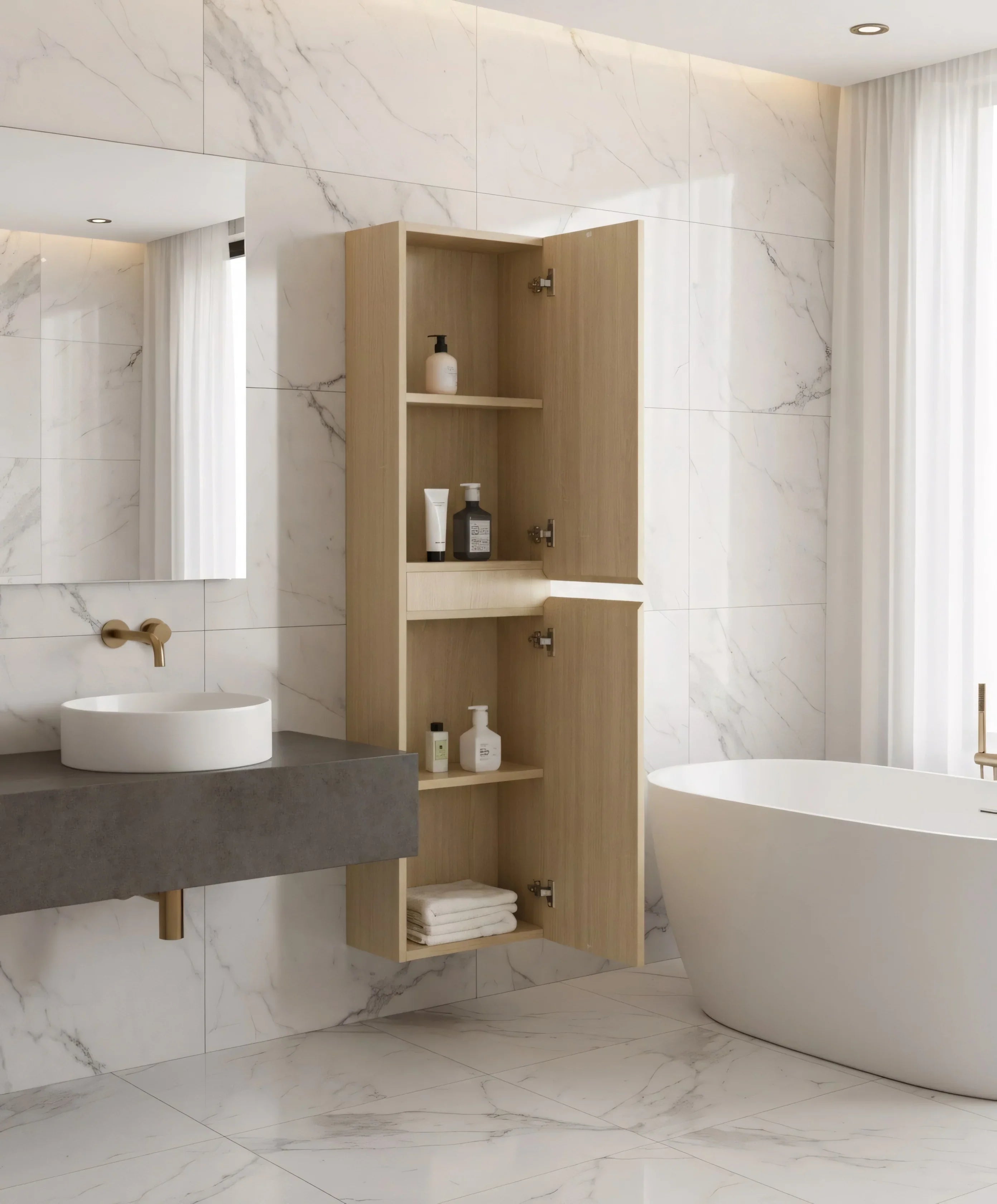 Armoire à linge suspendue murale de salle de bain - Blé