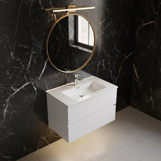 Meuble-lavabo mural blanc 30" pour salle de bain avec Comptoir en polymarbre blanc