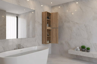 Bathroom Wall Hung Linen Cabinet - Rough Oak