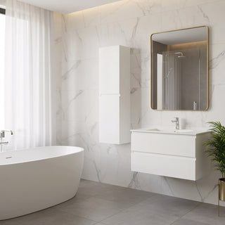 Armoire à linge suspendue murale de salle de bain - Blanc brillant Capri