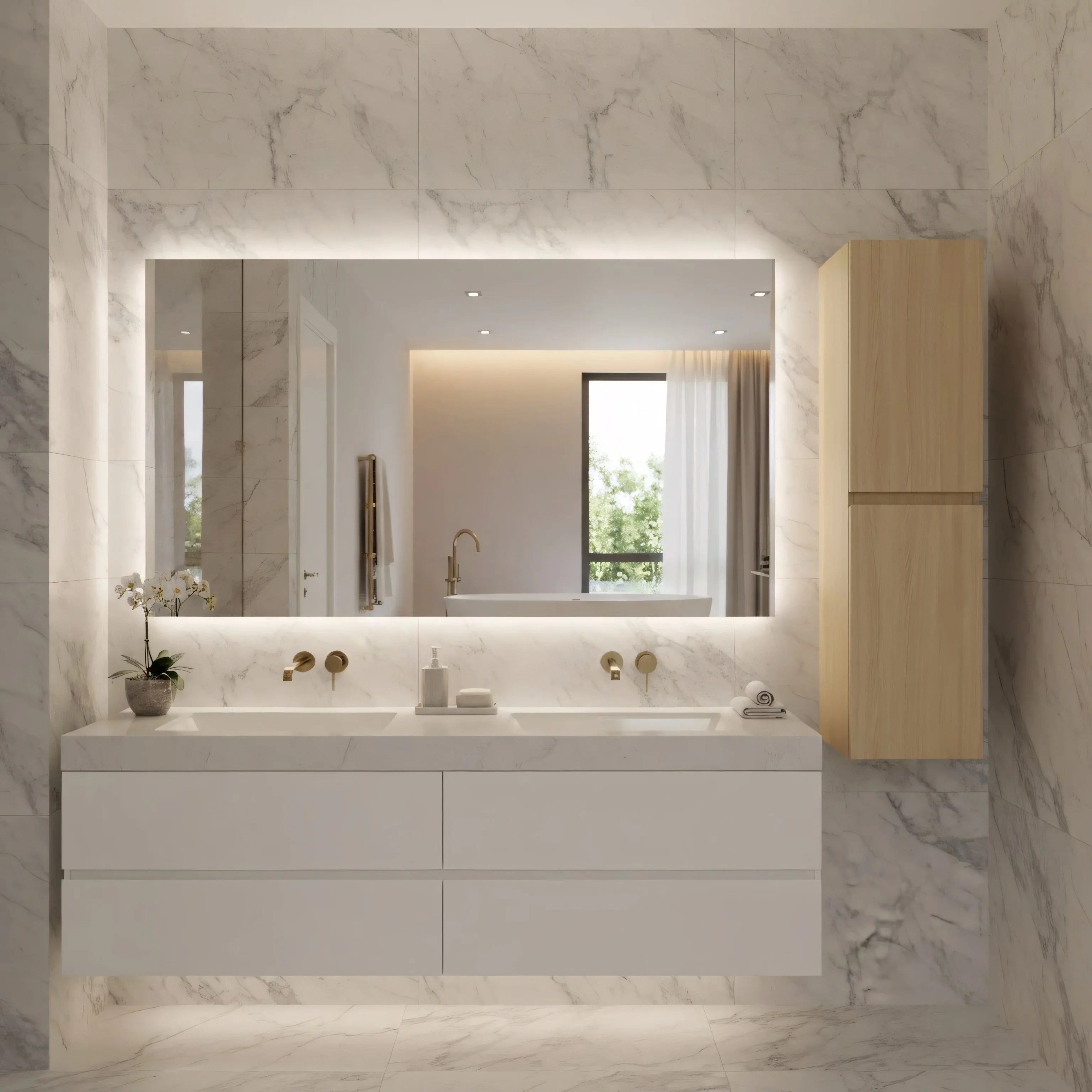 Armoire à linge suspendue murale de salle de bain - Blé