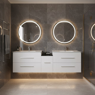 Meuble-Lavabo Mural 72po Blanc Mat avec Comptoir de Céramique Blanc