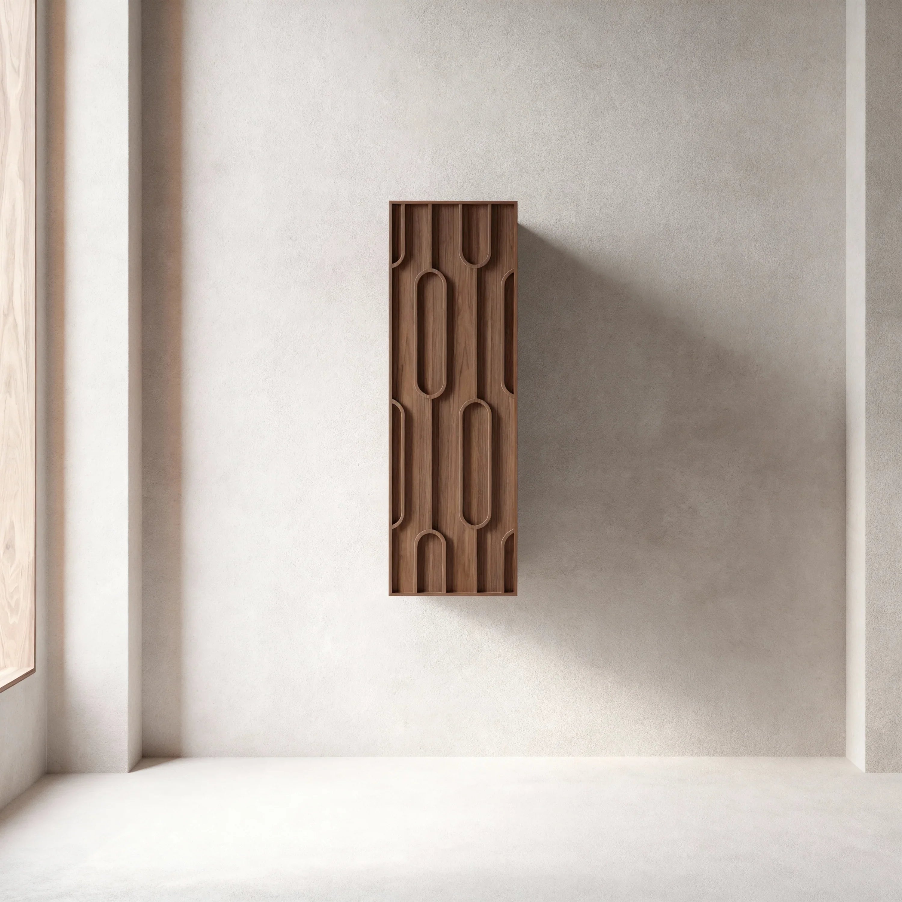 Meuble d'appoint Belfort en noyer, 1 porte avec étagères - Rangement de salle de bain