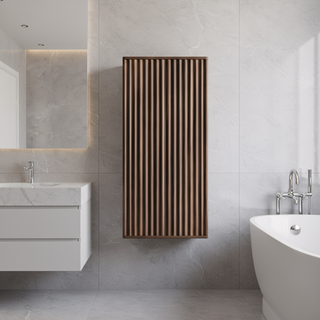 Meuble d'appoint Andorra en noyer, 1 porte avec étagères - Rangement de salle de bain