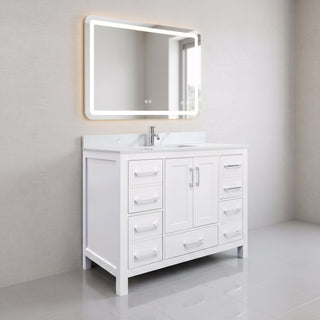 Meuble-lavabo Autoportant 42 po Blanc avec Comptoir de Marbre Ingénierie Calcutta