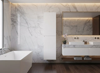 Armoire à linge suspendue murale de salle de bain - Blanc brillant Capri