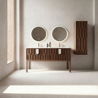 Meuble d'appoint Belfort en noyer, 1 porte avec étagères - Rangement de salle de bain