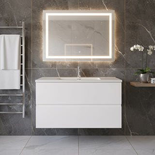 Meuble-Lavabo Mural 36po Blanc avec Comptoir de Polymarbre Blanc