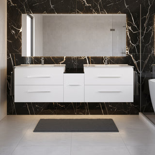 Meuble-Lavabo Mural 72po Blanc Mat avec Comptoir de Céramique Blanc