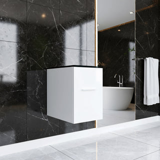 Armoire Centrale Murale Blanche Mate de 12 po avec Comptoir en Verre Trempé Noir