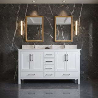 Meuble-Lavabo Autoportant 60po Blanc avec Comptoir de Marbre Ingénierie Calcutta