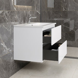 Meuble-lavabo mural blanc 30" pour salle de bain avec Comptoir en polymarbre blanc
