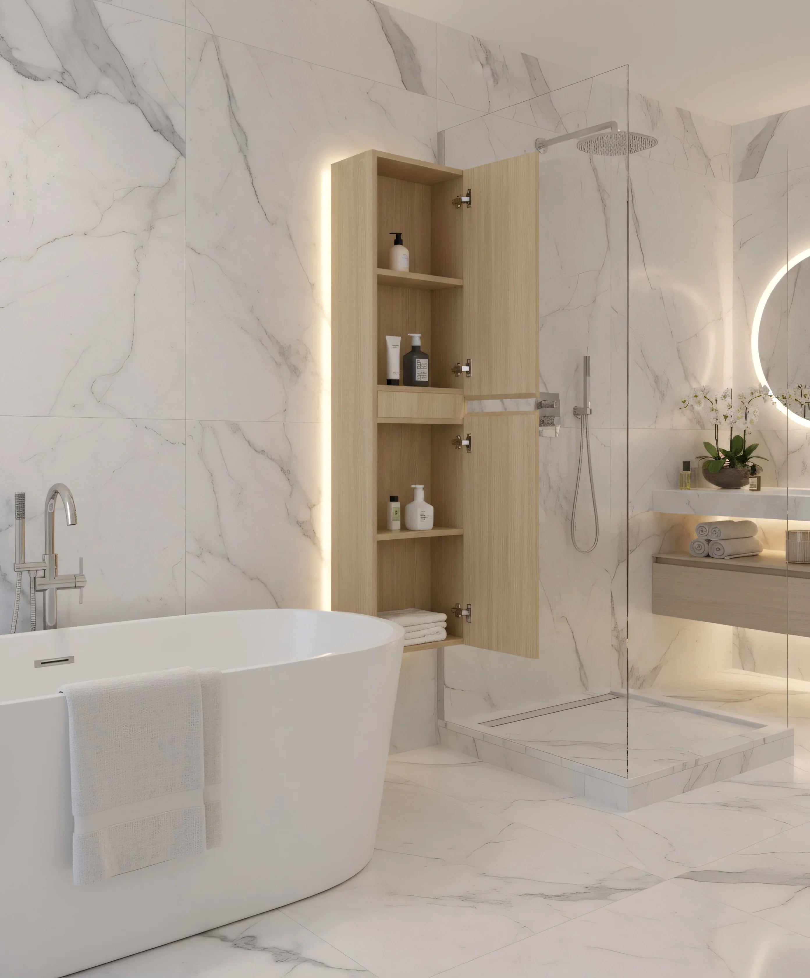 Armoire à linge suspendue murale de salle de bain - Blé