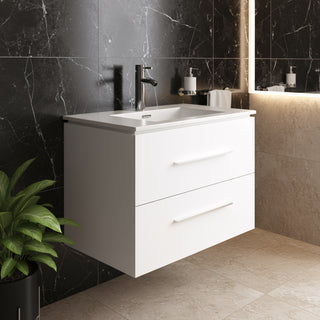 Meuble-Lavabo Mural 24po Blanc Mat avec Comptoir de Céramique Blanc