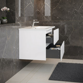 Meuble-Lavabo Mural 36po Blanc avec Comptoir de Polymarbre Blanc
