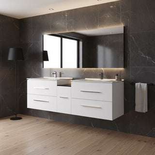 Meuble-Lavabo Mural 72po Blanc Mat avec Comptoir de Céramique Blanc